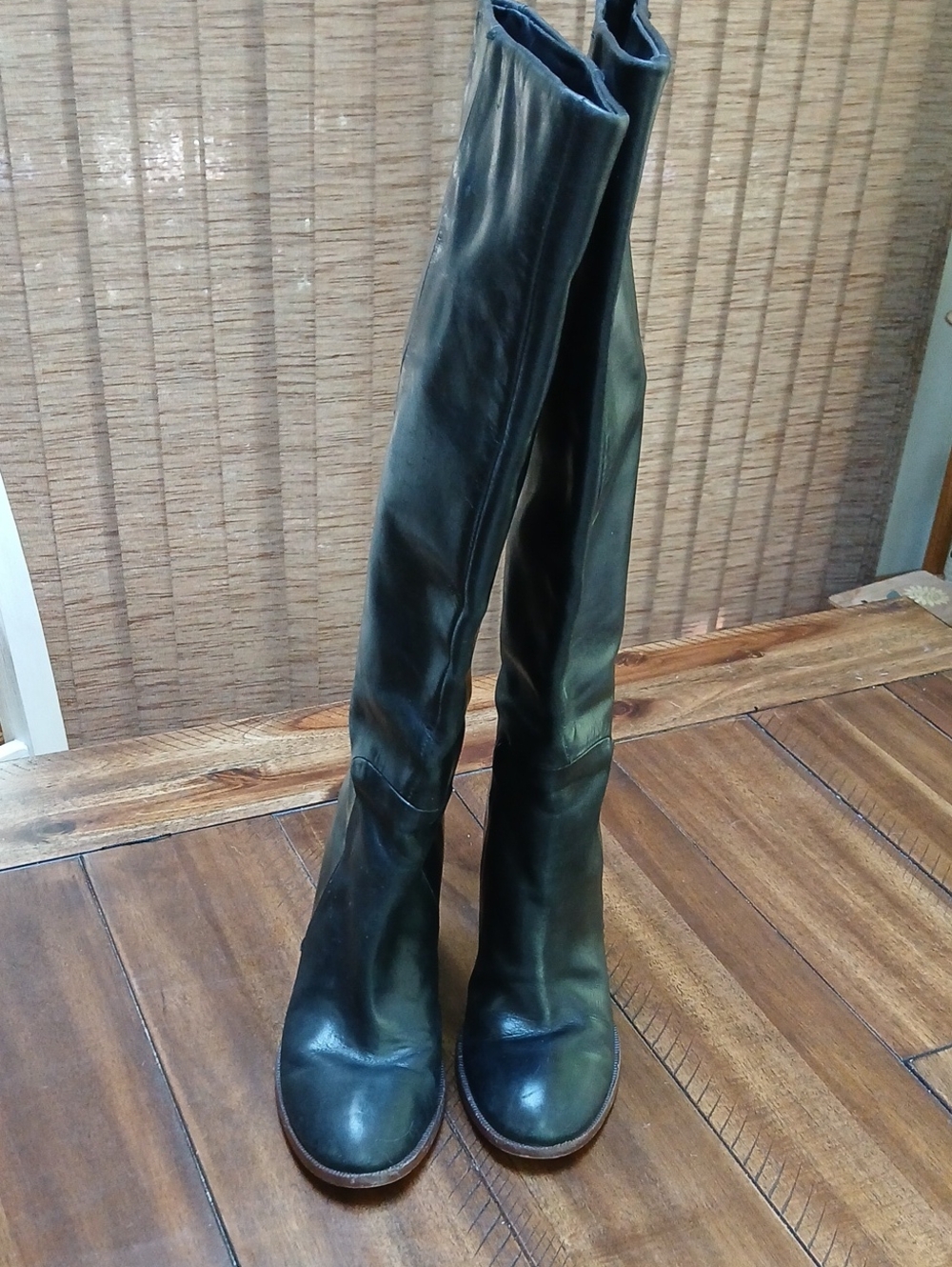 Ivanka Trump Black Leather Boots with Brown Soles